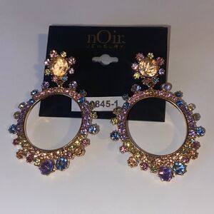 Noir Jewelry Dangling Rhinestone Earrings Pastel Colors Prom Formal Wedding New
